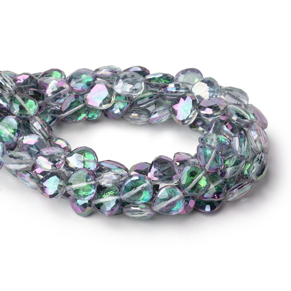 9-10mm Mystic White Topaz Straight Drill Faceted Hearts 9 inch 24 Beads - Beadsofcambay.com