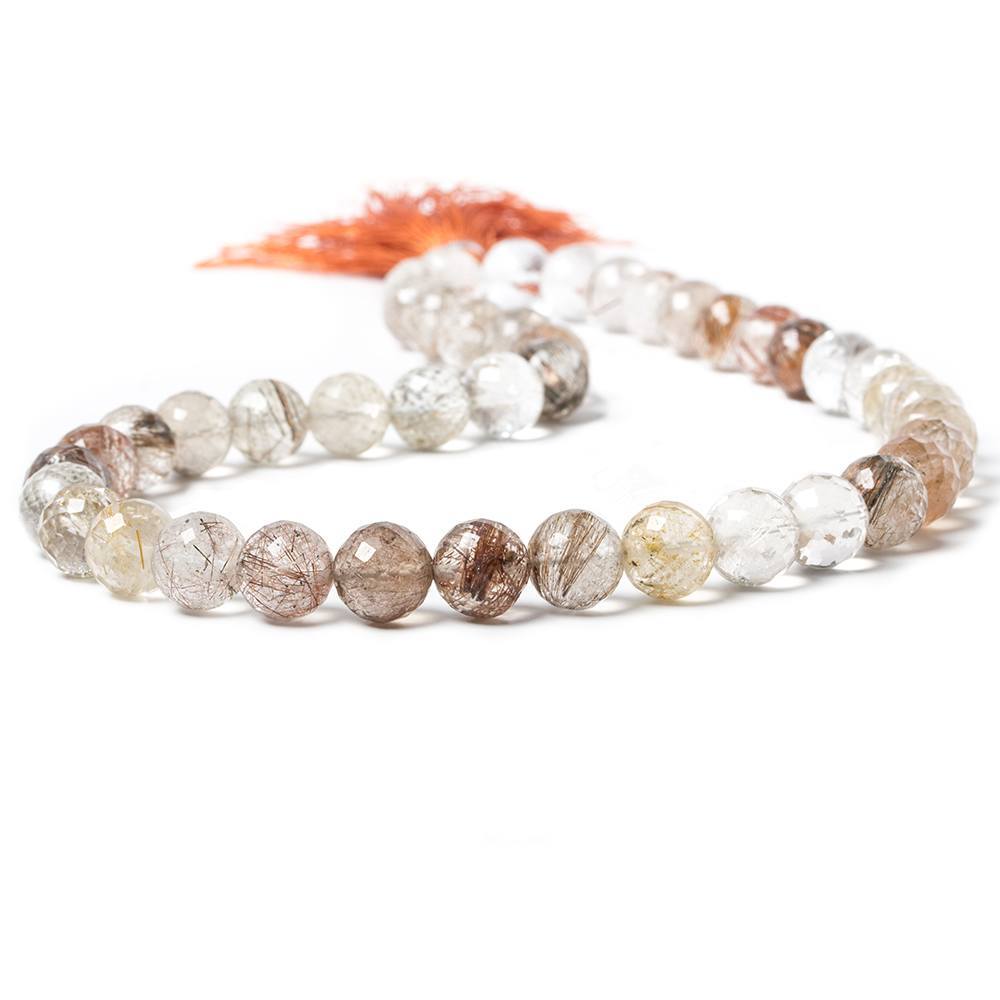 9-10mm Rutilated Quartz Faceted Rounds 16 inches 43 Beads - Beadsofcambay.com
