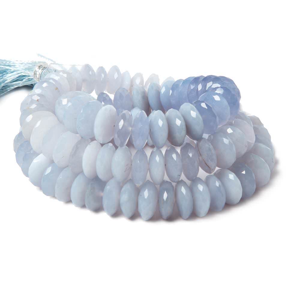 9-10mm Turkish Blue Chalcedony German Faceted Rondelles 16 in. 95 beads - Beadsofcambay.com