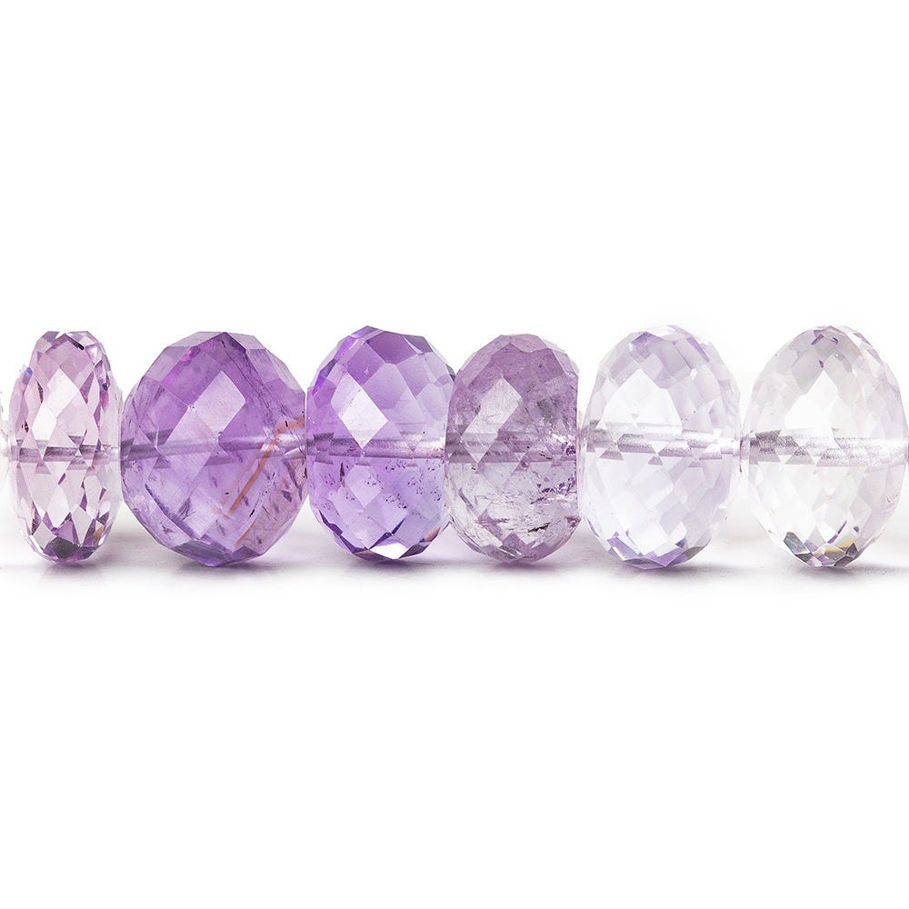 9-11mm Amethyst and Pink Amethyst Faceted Rondelle Beads 15 inch 51 pieces - Beadsofcambay.com