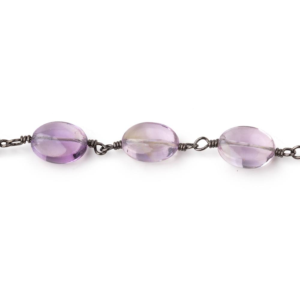 9-11mm Ametrine Plain Oval Beads on Black Gold over .925 Silver Chain - Beadsofcambay.com