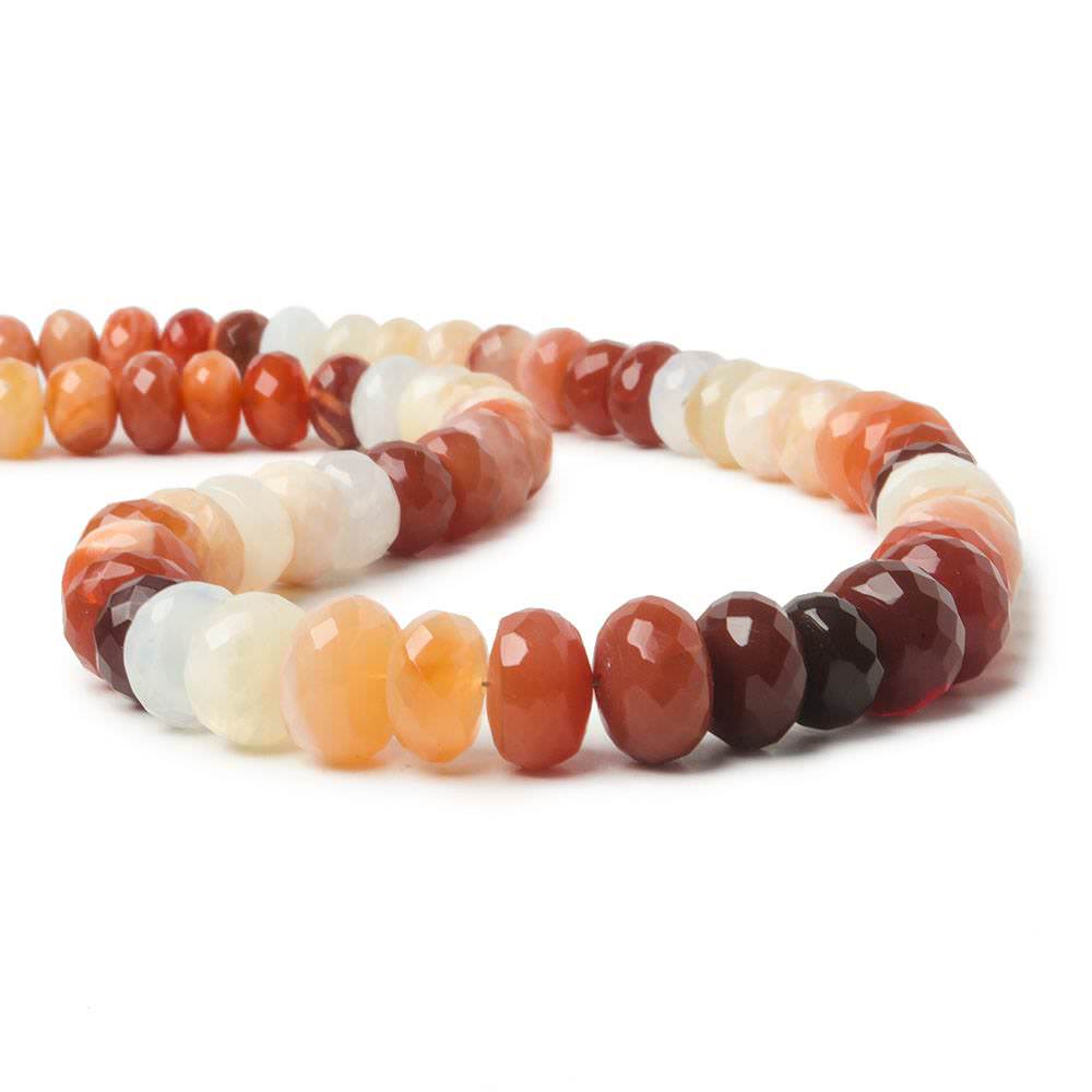9-11mm Mexican Fire Opal Faceted Rondelle Beads 16 inch 65 pieces - Beadsofcambay.com