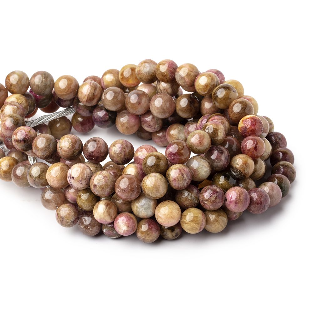 9-11mm Multi Color Tourmaline Plain Round Beads 18 inch 45 pieces AA - Beadsofcambay.com