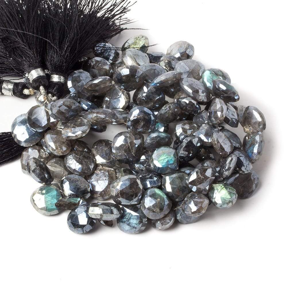 9-11mm Mystic Labradorite Faceted Heart Beads 8 inch 35 pieces - Beadsofcambay.com