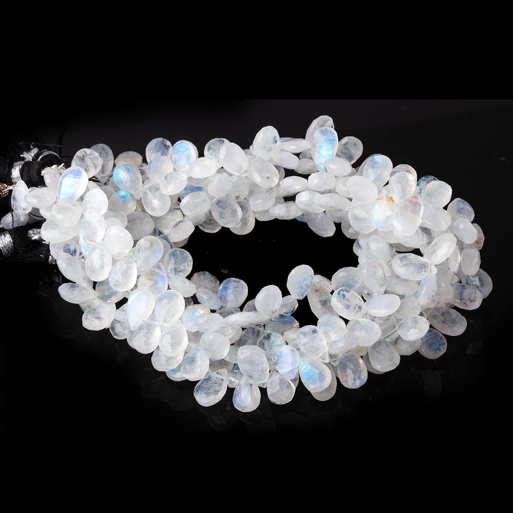 9-11mm Rainbow Moonstone Faceted Pear Beads 9 inch 70 pieces - Beadsofcambay.com