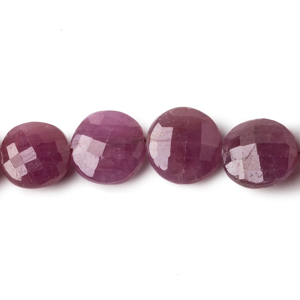 9-11mm Ruby faceted Coin Beads 8 inch 20 beads - Beadsofcambay.com