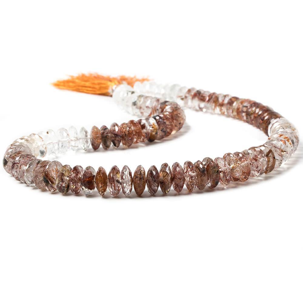 9-11mm Rutilated Quartz German Faceted Rondelle Beads AA Grade 95 pieces - Beadsofcambay.com
