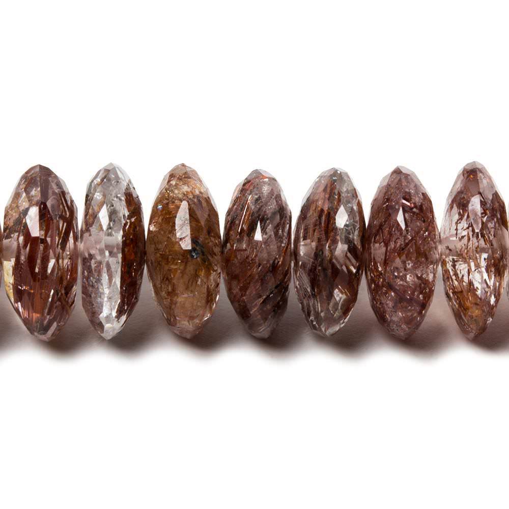 9-11mm Rutilated Quartz German Faceted Rondelle Beads AA Grade 95 pieces - Beadsofcambay.com