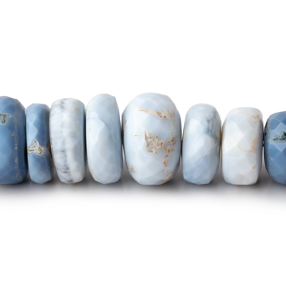 9-12.5mm Owyhee Denim Blue Opal Faceted Rondelle Beads 14 inch 66 pieces - Beadsofcambay.com