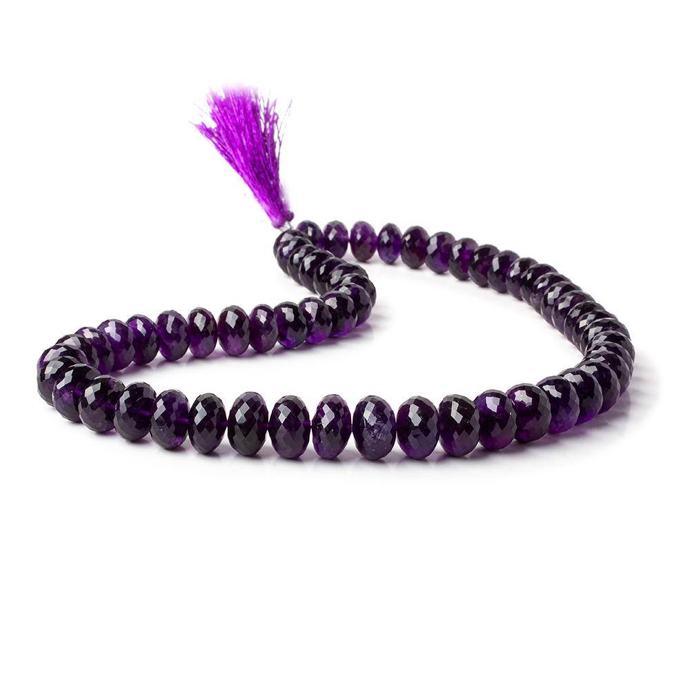 9-12mm Amethyst faceted rondelle Beads 16 inch 57 pieces AAA Grade - Beadsofcambay.com