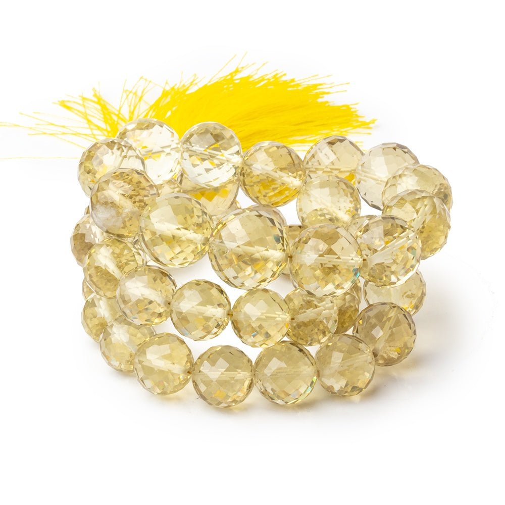 9-13mm Lemon Quartz Faceted Round Beads 16 inch 40 pieces AA - Beadsofcambay.com