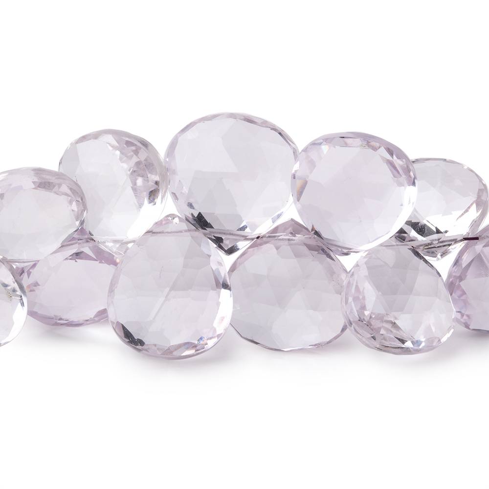 9-14mm Pink Amethyst Faceted Heart Beads 6.5 inch 32 pieces - Beadsofcambay.com