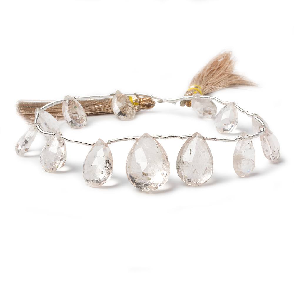 9-15mm Morganite Faceted Pears 8 inch 13 pieces - Beadsofcambay.com