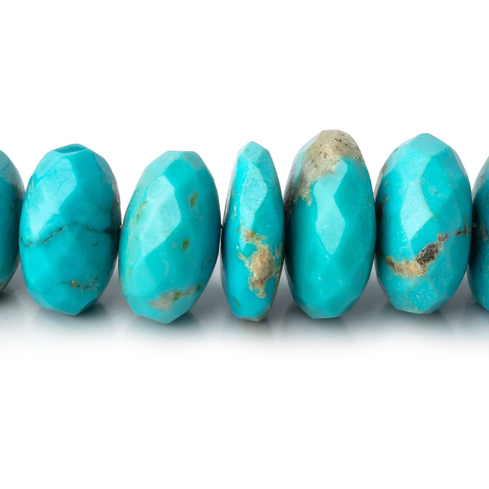 9-15mm Sleeping Beauty Turquoise Faceted Rondelle Beads 18 inch 75 pieces AAA - Beadsofcambay.com