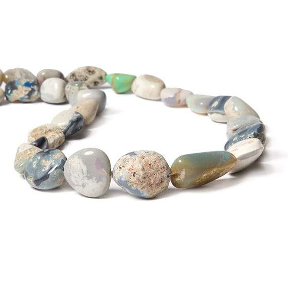9-17mm Australian Boulder Opal plain nugget Beads 17 inch 34 pieces - Beadsofcambay.com