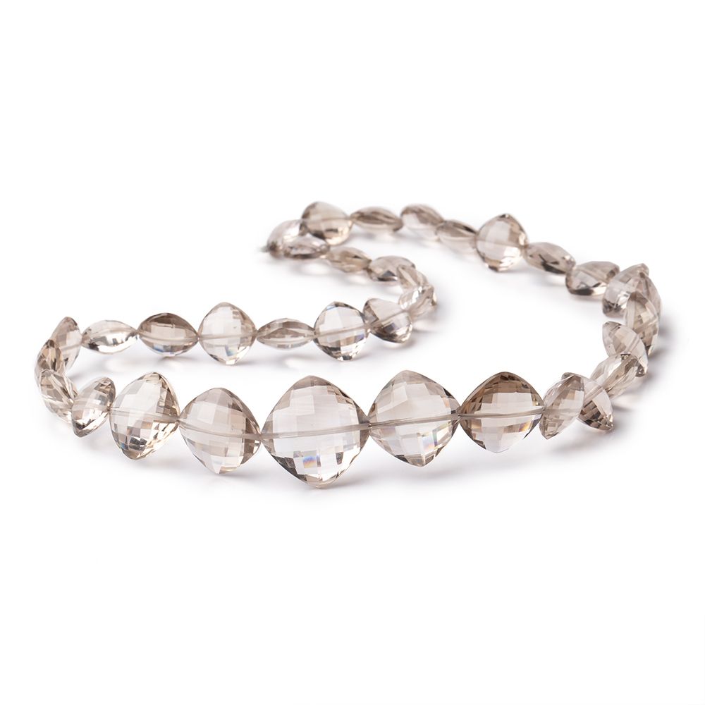 9-17mm Light Smoky Quartz Faceted Pillow Beads 16 inch 35 pieces AAA - Beadsofcambay.com