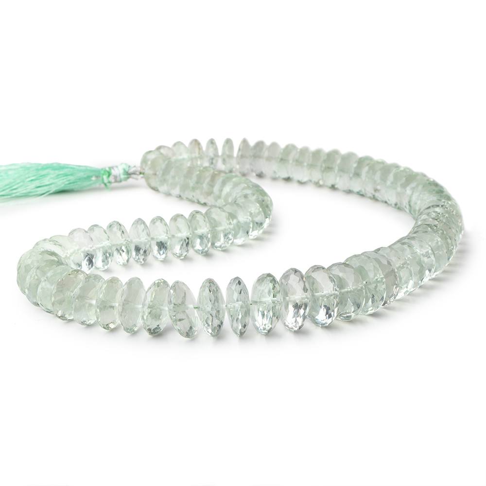 9-17mm Prasiolite German Faceted Rondelle Beads 17 inch 73 pieces AAA - Beadsofcambay.com