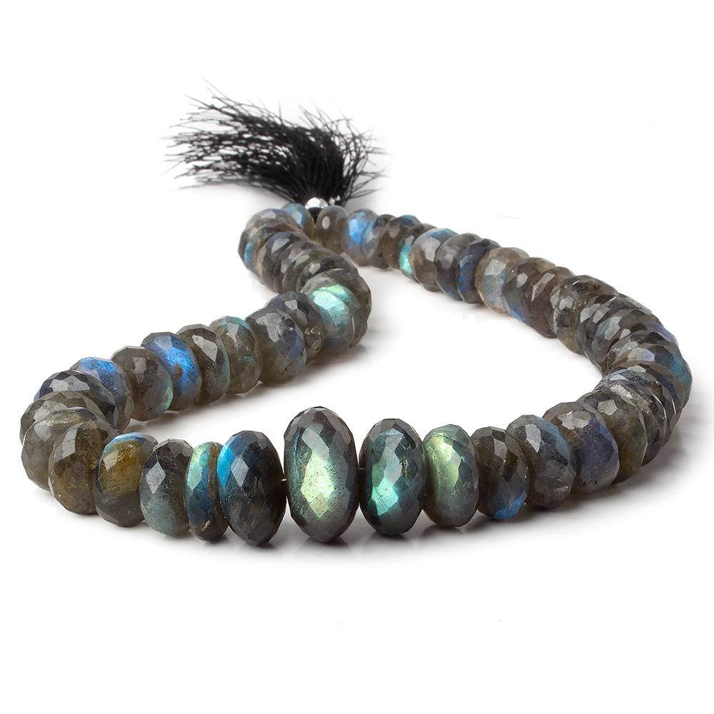 9-20mm Labradorite Faceted Rondelle Beads 14 inches 50 pieces - Beadsofcambay.com