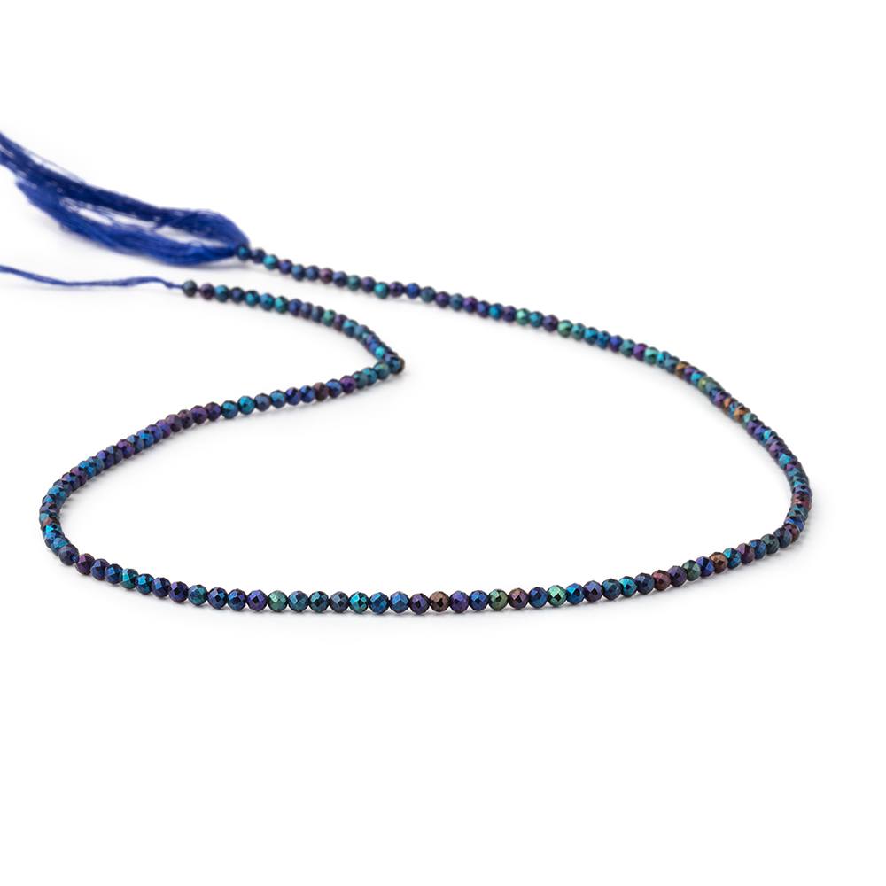 2mm Metallic Peacock Black Spinel Micro Faceted Rounds 13 inch 183 beads - BeadsofCambay.com