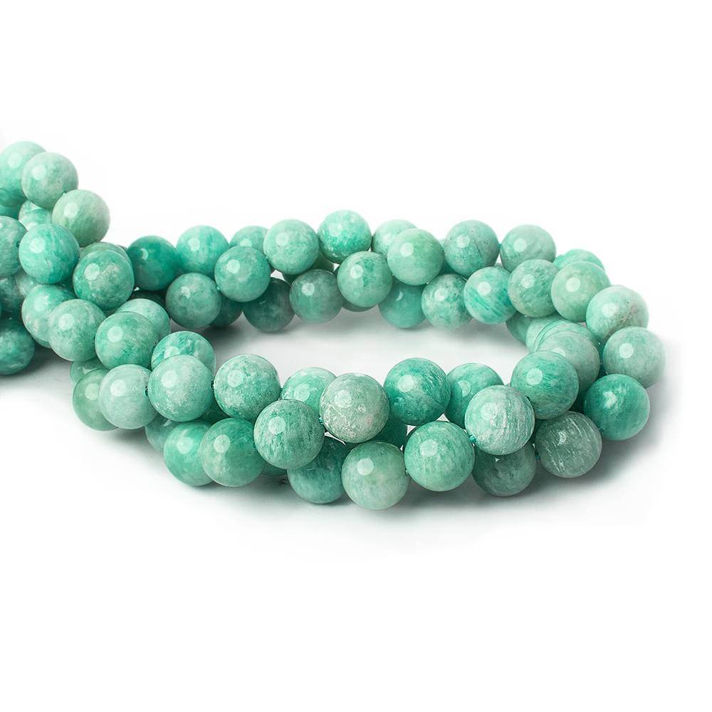 9.5-10mm Amazonite plain round beads 16 inch 40 pieces A - Beadsofcambay.com