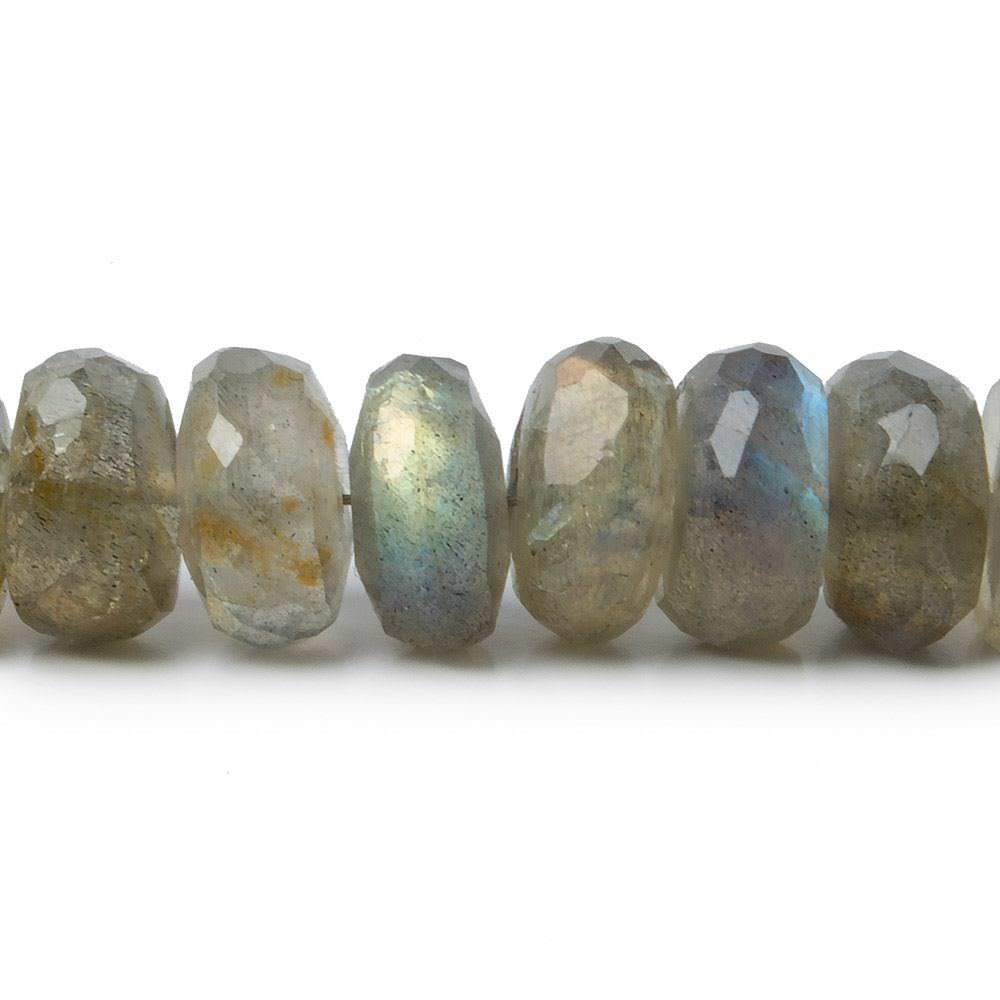 9.5-10mm Labradorite faceted rondelle beads 8 inches 40 pieces AA grade - Beadsofcambay.com