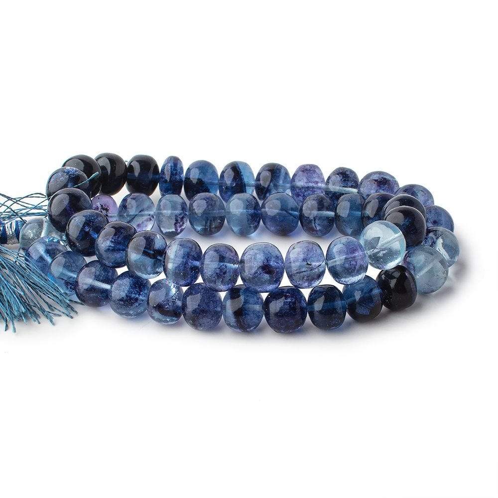 9.5-10mm Shaded Blue Fluorite Plain Rondelles 16 inch 53 Beads - Beadsofcambay.com