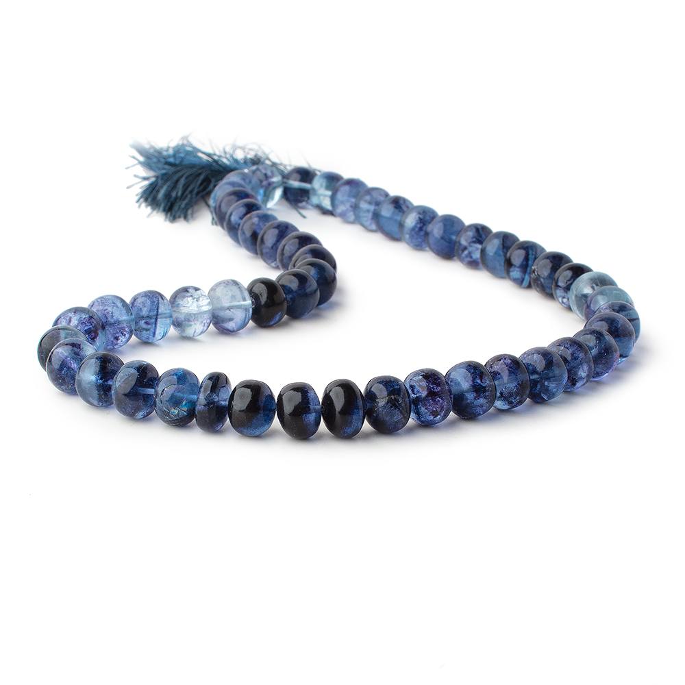 9.5-10mm Shaded Blue Fluorite Plain Rondelles 16 inch 53 Beads - Beadsofcambay.com