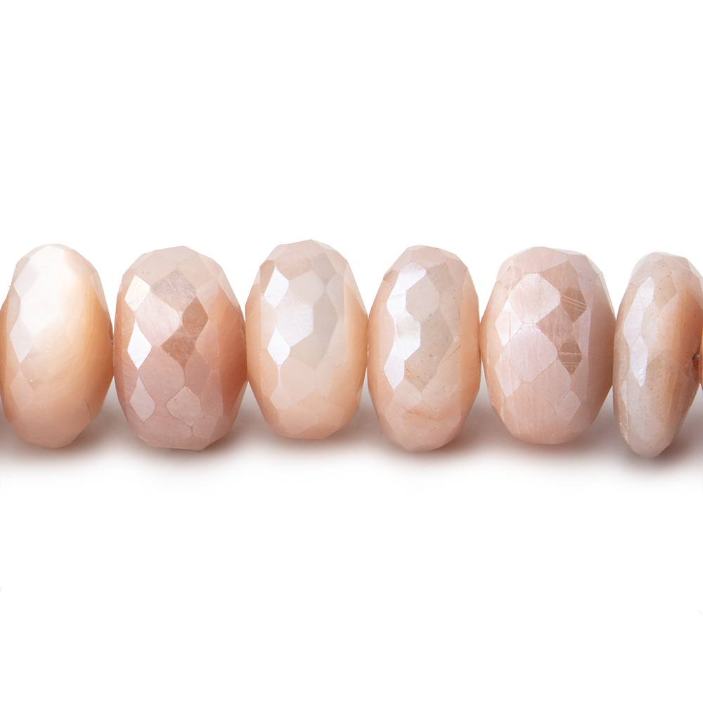 9.5-11.5mm Mystic Angel Skin Moonstone Faceted Rondelles 7.5 inch 32 Beads - Beadsofcambay.com