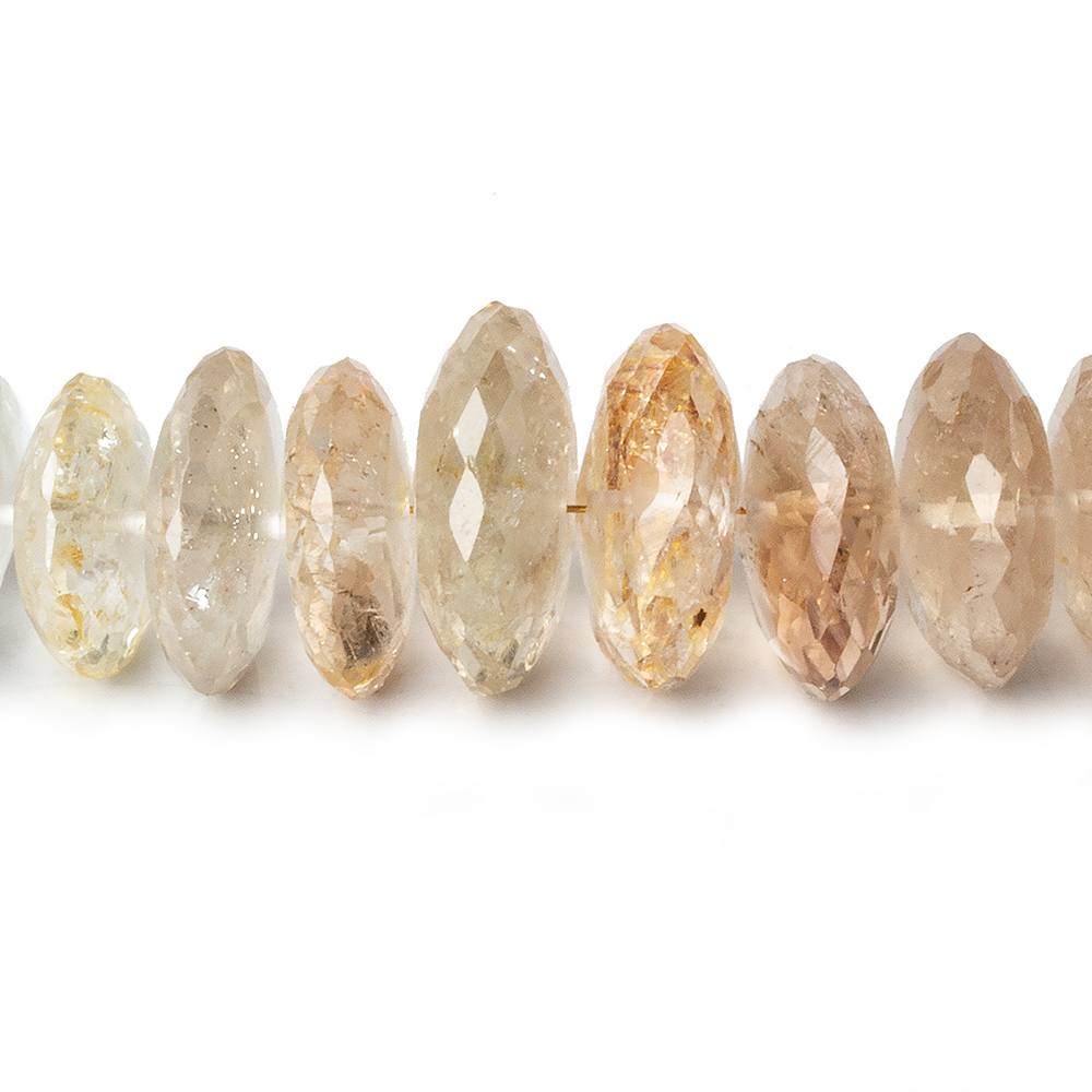 9.5-11.5mm White and Imperial Topaz German faceted rondelles 15.5 inch 82 beads A - Beadsofcambay.com