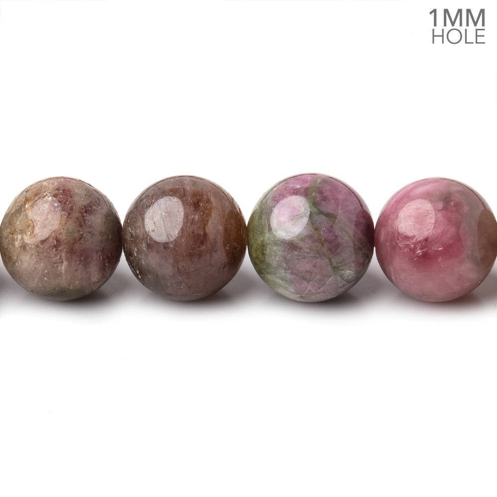 9.5-11mm Multi Color Tourmaline Plain Round Beads 18 inch 45 pieces AA 1mm hole - Beadsofcambay.com