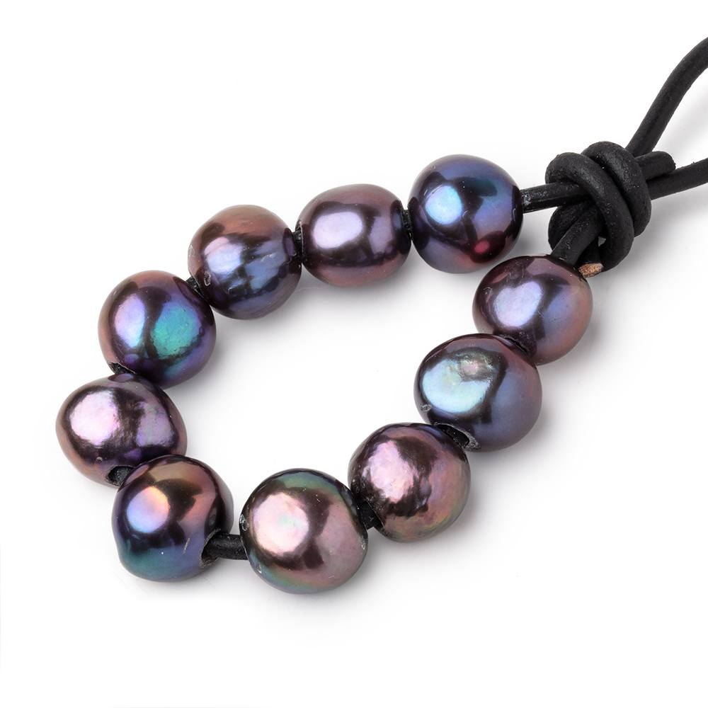 9.5-11mm Peacock Large Hole Baroque Pearls Set of 10 - Beadsofcambay.com