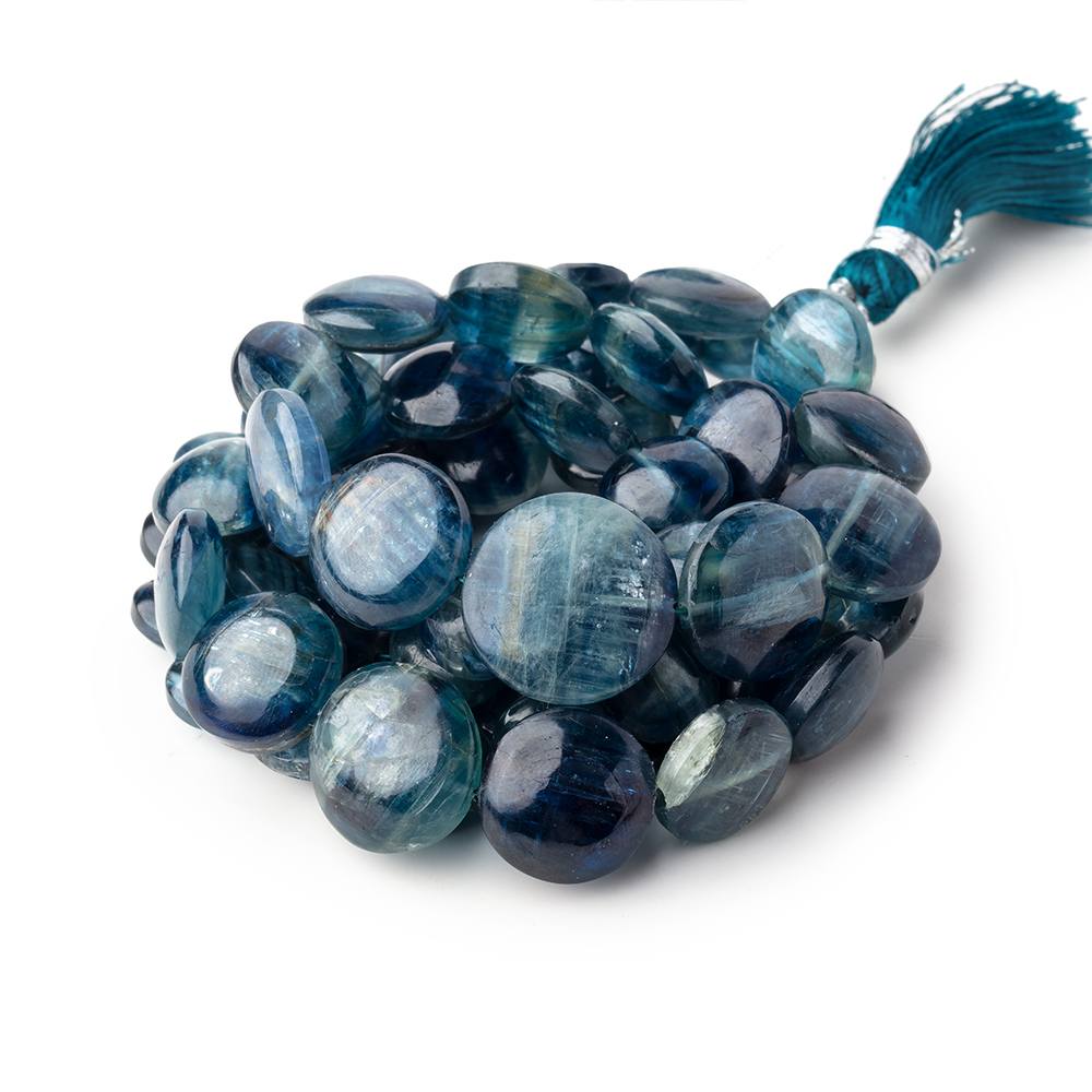 9.5-14mm Tanzanian Kyanite Plain Coins 16 in 37 pcs AA - Beadsofcambay.com