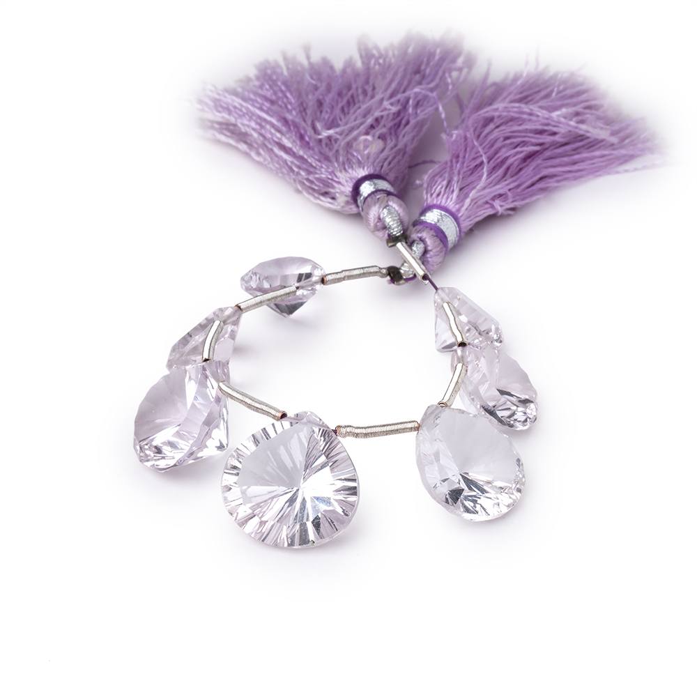 9.5-15mm Pink Amethyst Concave Faceted Heart Beads 3.5 inch 7 pieces AAA - Beadsofcambay.com