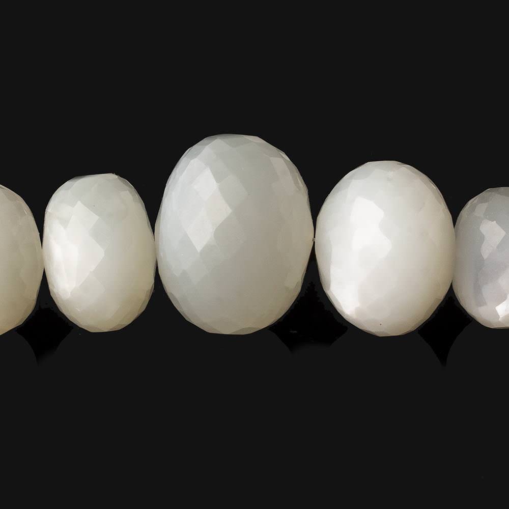 9.5mm - 21mm White Moonstone faceted rondelles 16 inch 43 beads A - Beadsofcambay.com
