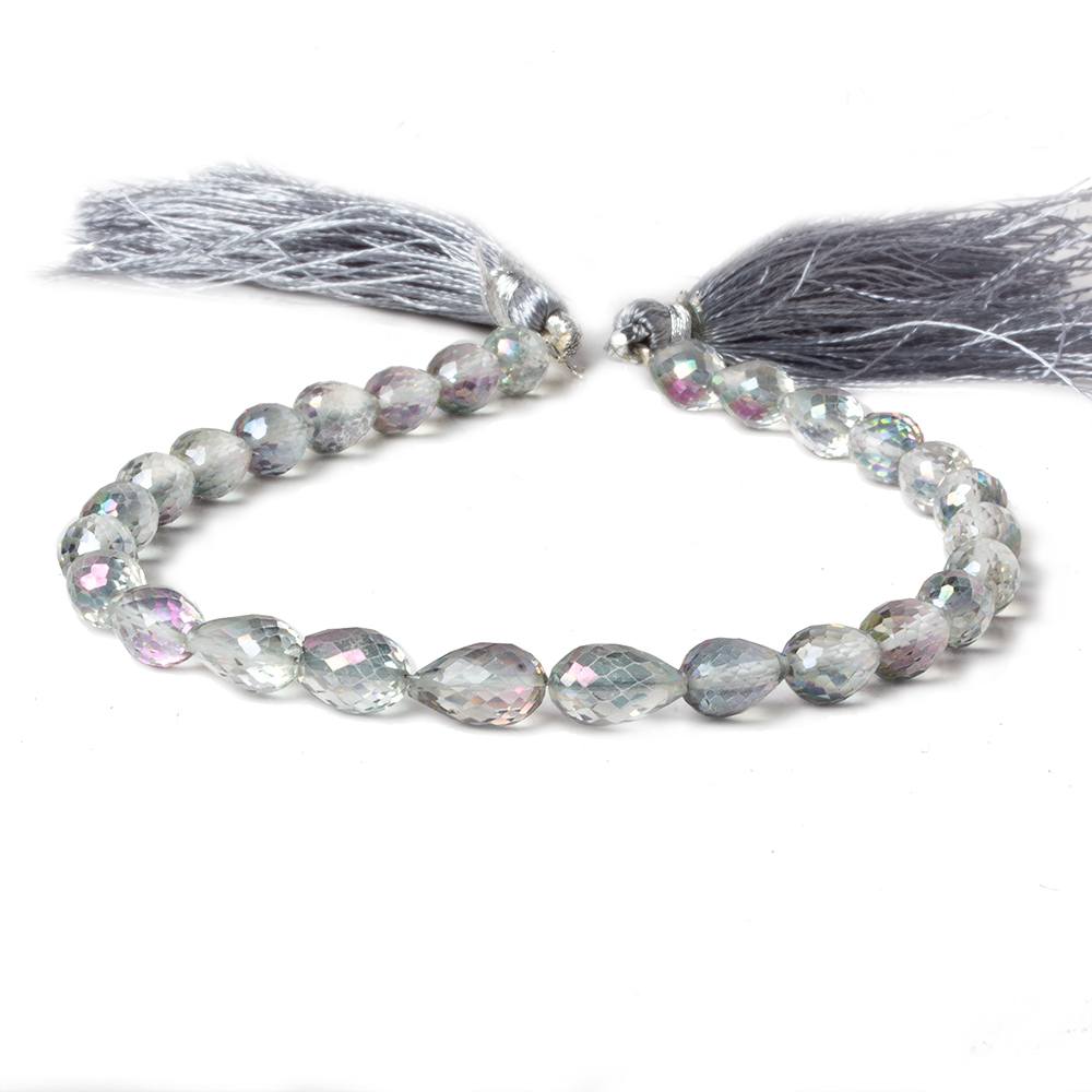 9.5x6.5mm Mystic White Topaz straight drilled faceted tear drops 9 inch 25 beads AA - Beadsofcambay.com