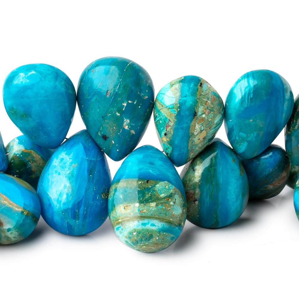 9.5x7-20x16mm Blue Peruvian Opalina Plain Pear Beads 7.5 inch 36 pieces AAA - Beadsofcambay.com