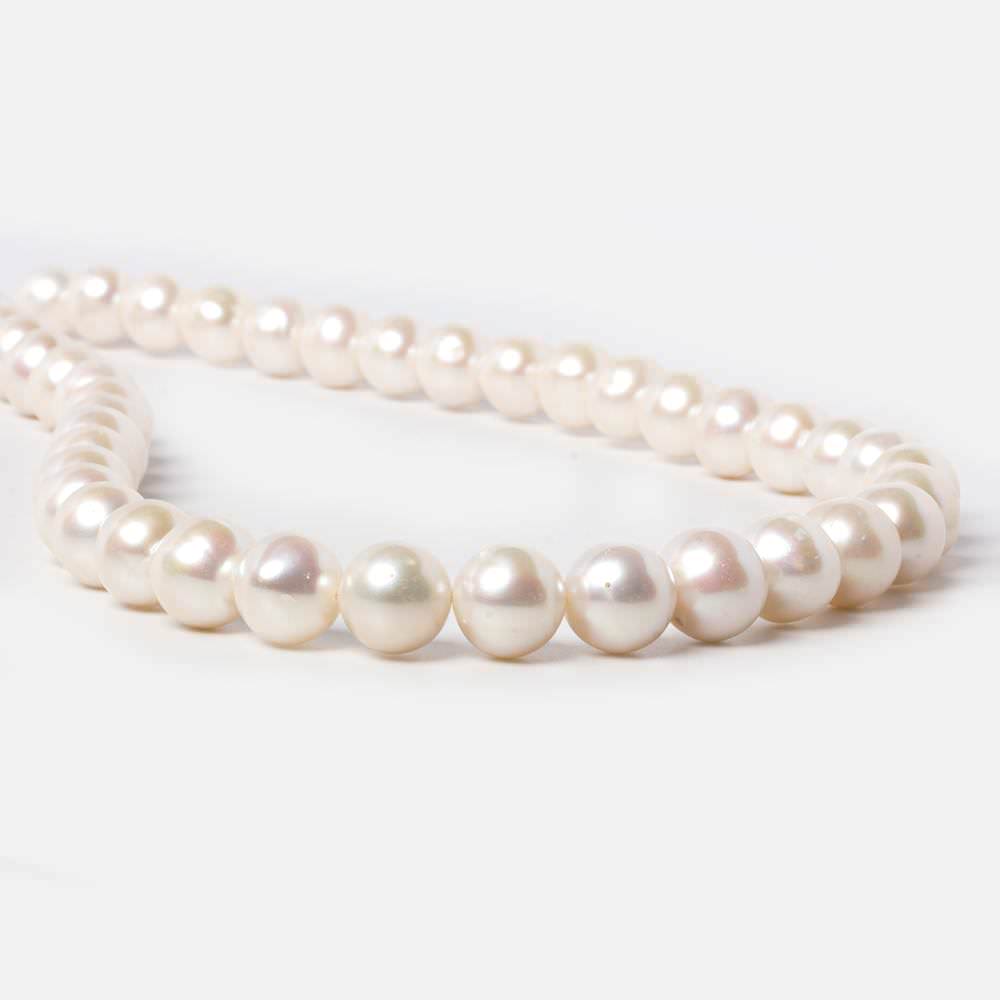 9.5x9-10.5x10mm Cream Rose' Off Round Freshwater Pearls 15.5 inch 42 pcs - Beadsofcambay.com