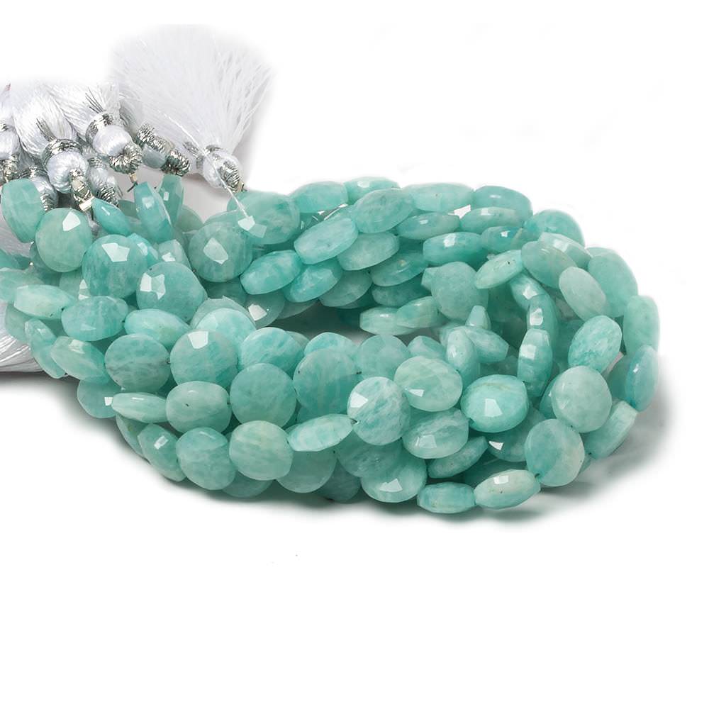 9mm Amazonite faceted coin beads 8 inch 23 pieces - Beadsofcambay.com
