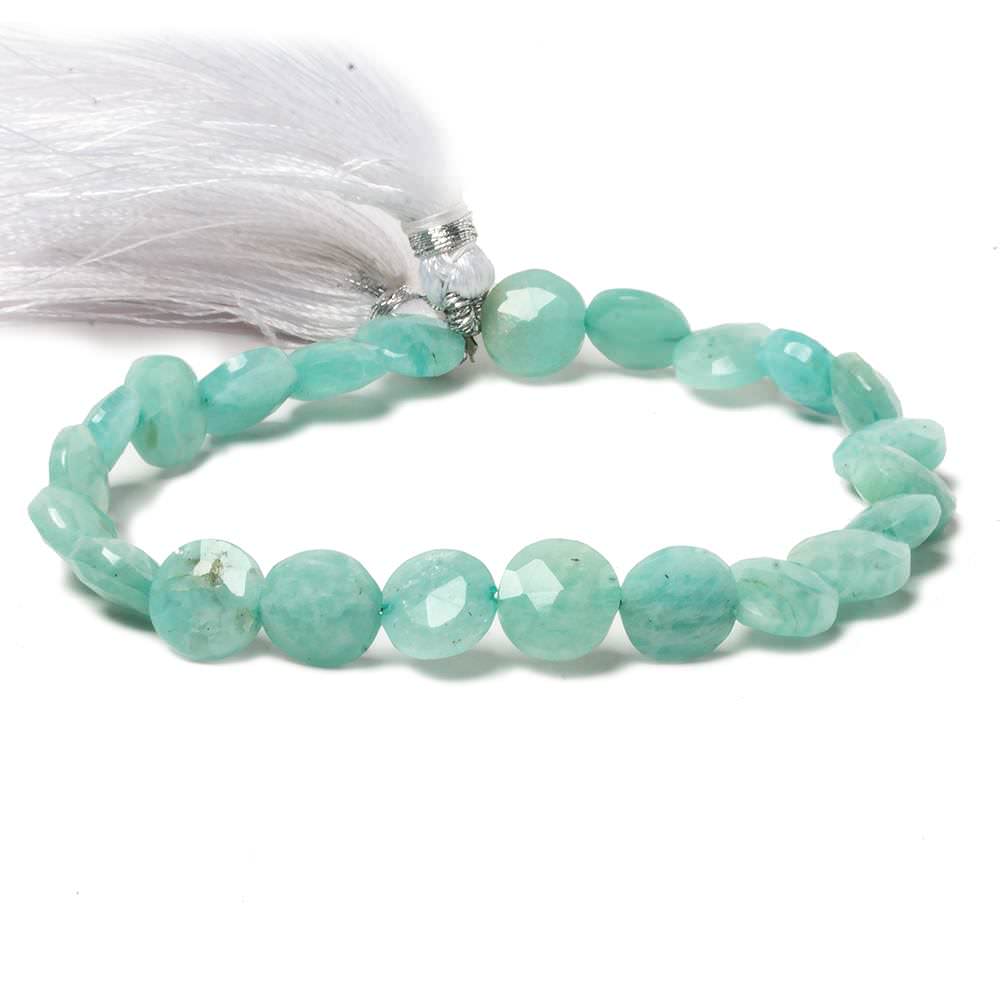9mm Amazonite faceted coin beads 8 inch 23 pieces - Beadsofcambay.com
