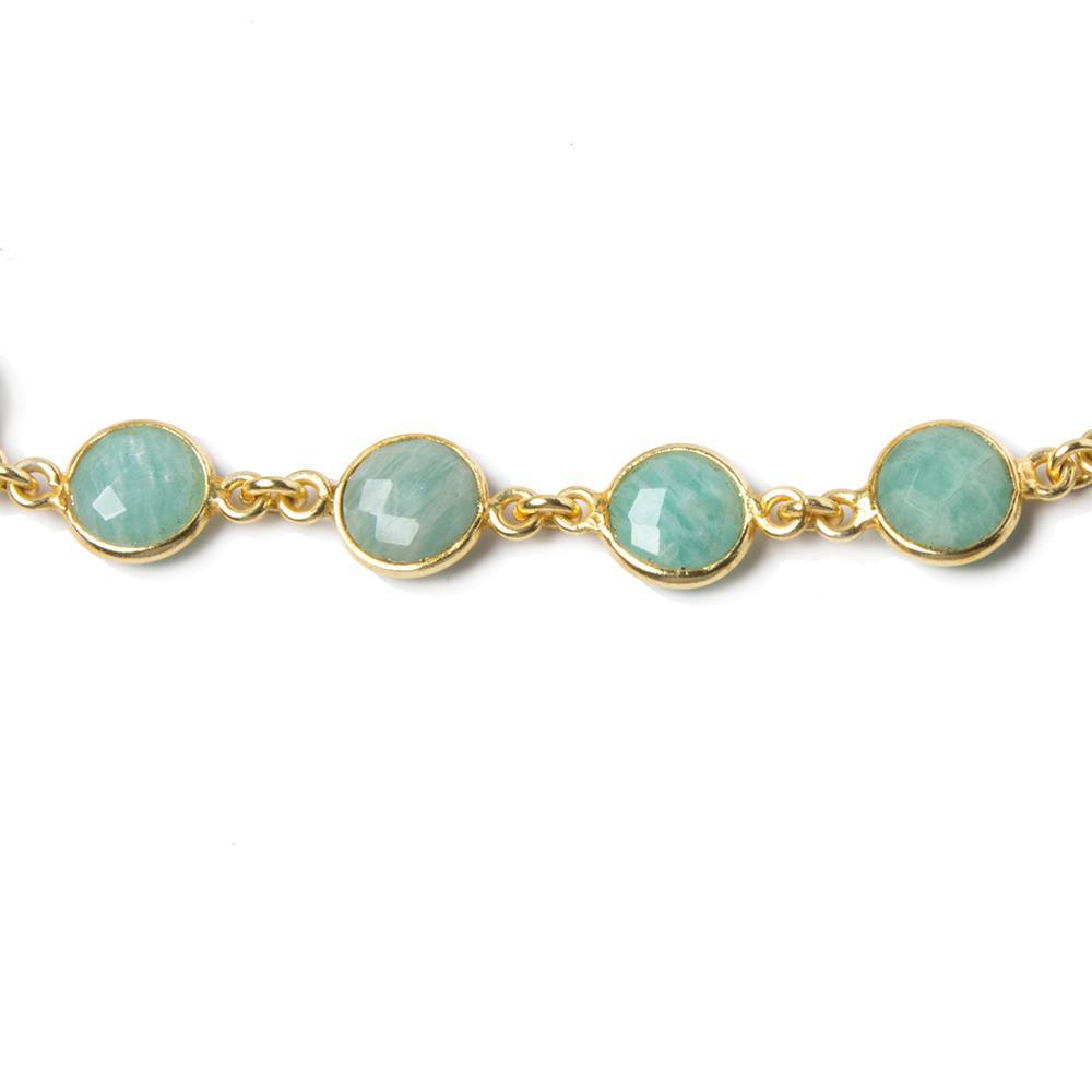9mm Amazonite faceted coin Vermeil Bezel Chain by the foot 19 pcs - Beadsofcambay.com