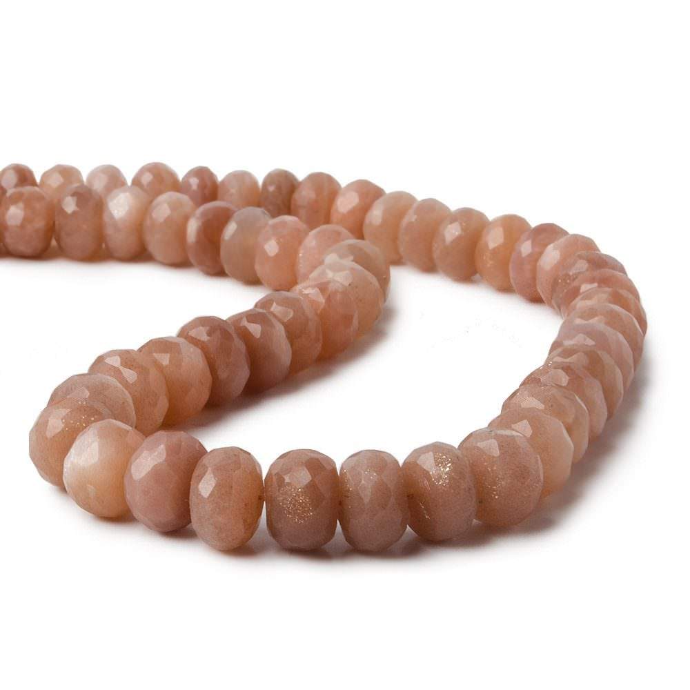 9mm Angel Skin Peach Moonstone faceted rondelle beads 13 inch 55 pieces A - Beadsofcambay.com
