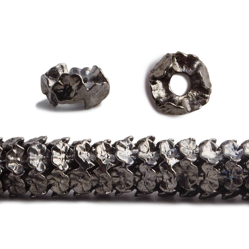 8mm Black Gold Plated Copper Floral Edge Spacer Bead 8 inch 62 pieces - Beadsofcambay.com