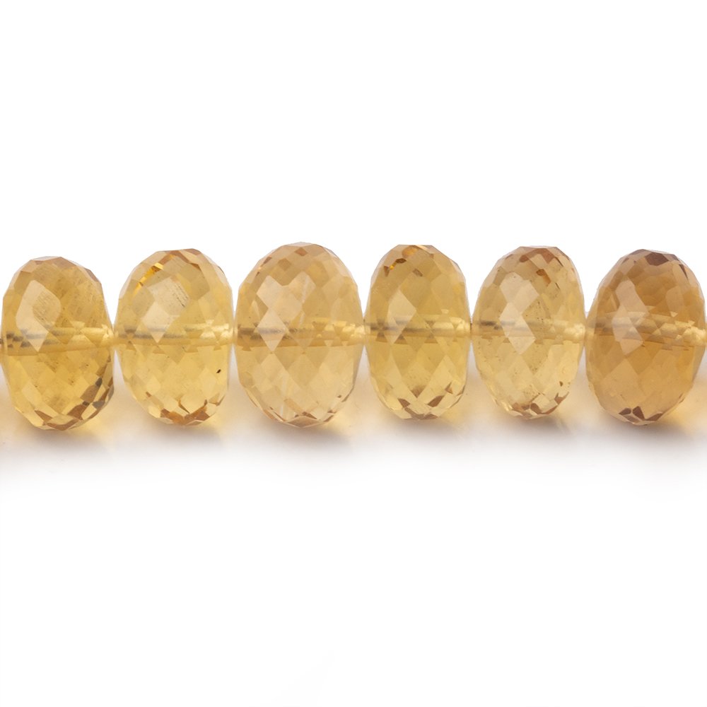 9mm Citrine Faceted Rondelle Beads 8 inch 33 pieces - Beadsofcambay.com