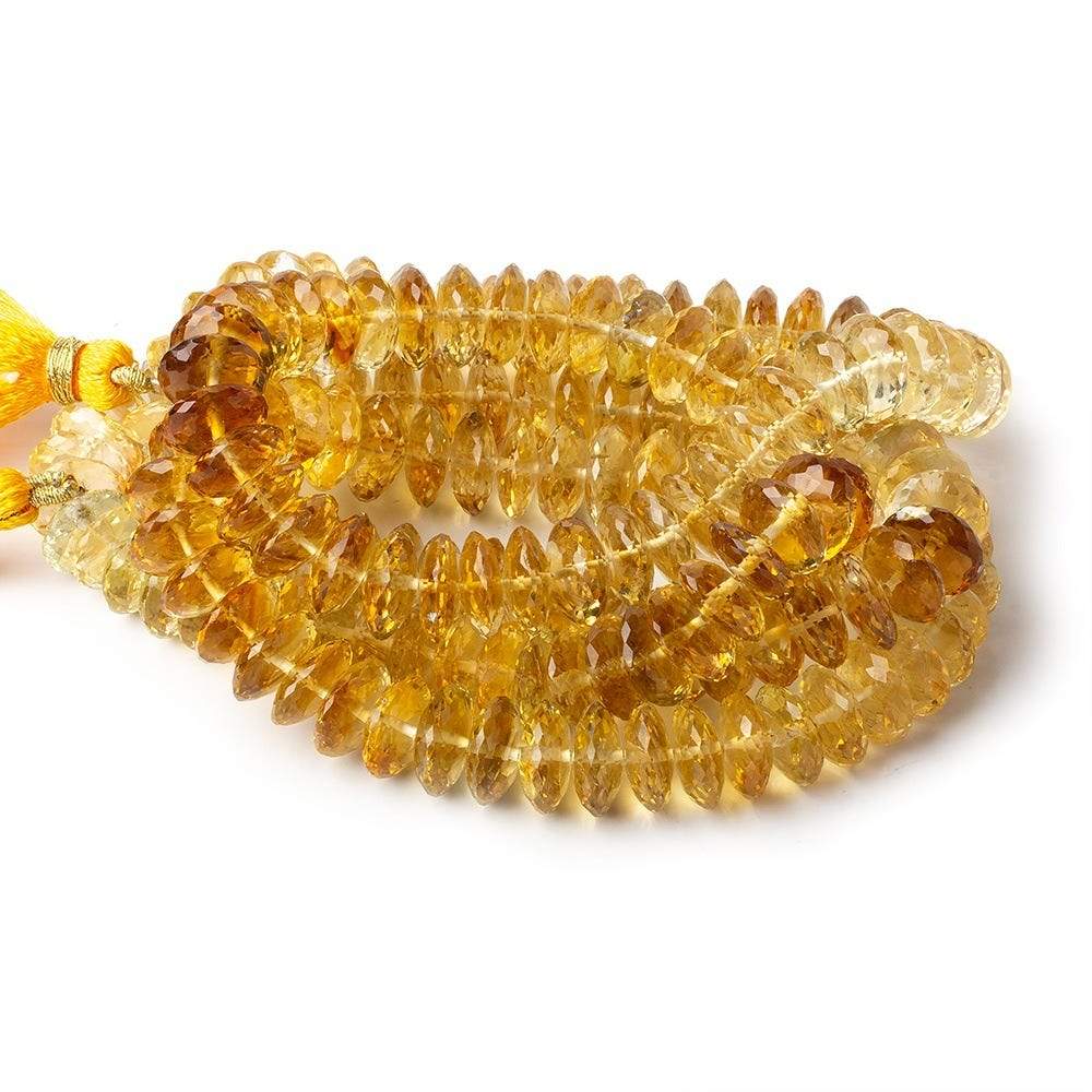 10mm Shaded Citrine German Faceted Rondelle Beads 16 inch 90 pieces - Beadsofcambay.com