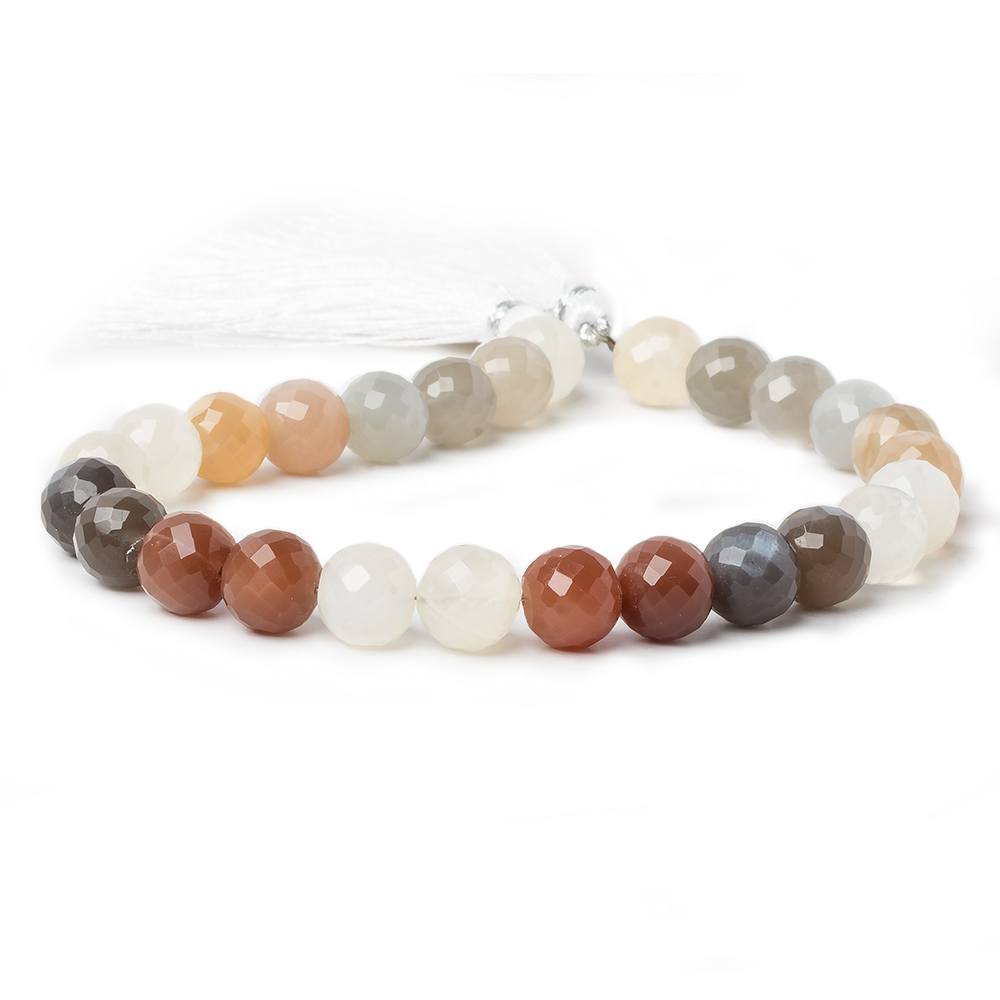 9mm Multi Color Moonstone Faceted Round 9.5 inch 26 Beads AAA - Beadsofcambay.com