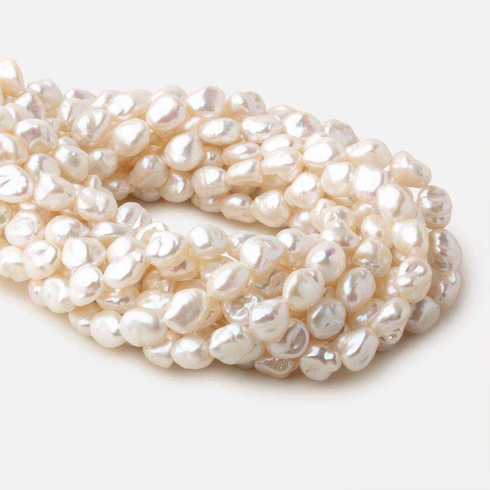 9mm Off White Keshi straight drilled freshwater pearls 16 inch 32 pieces A grade - Beadsofcambay.com