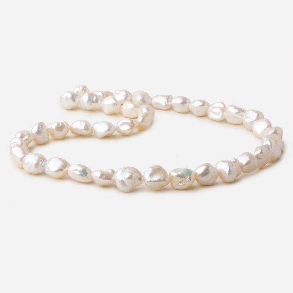 9mm Off White Keshi straight drilled freshwater pearls 16 inch 32 pieces A grade - Beadsofcambay.com