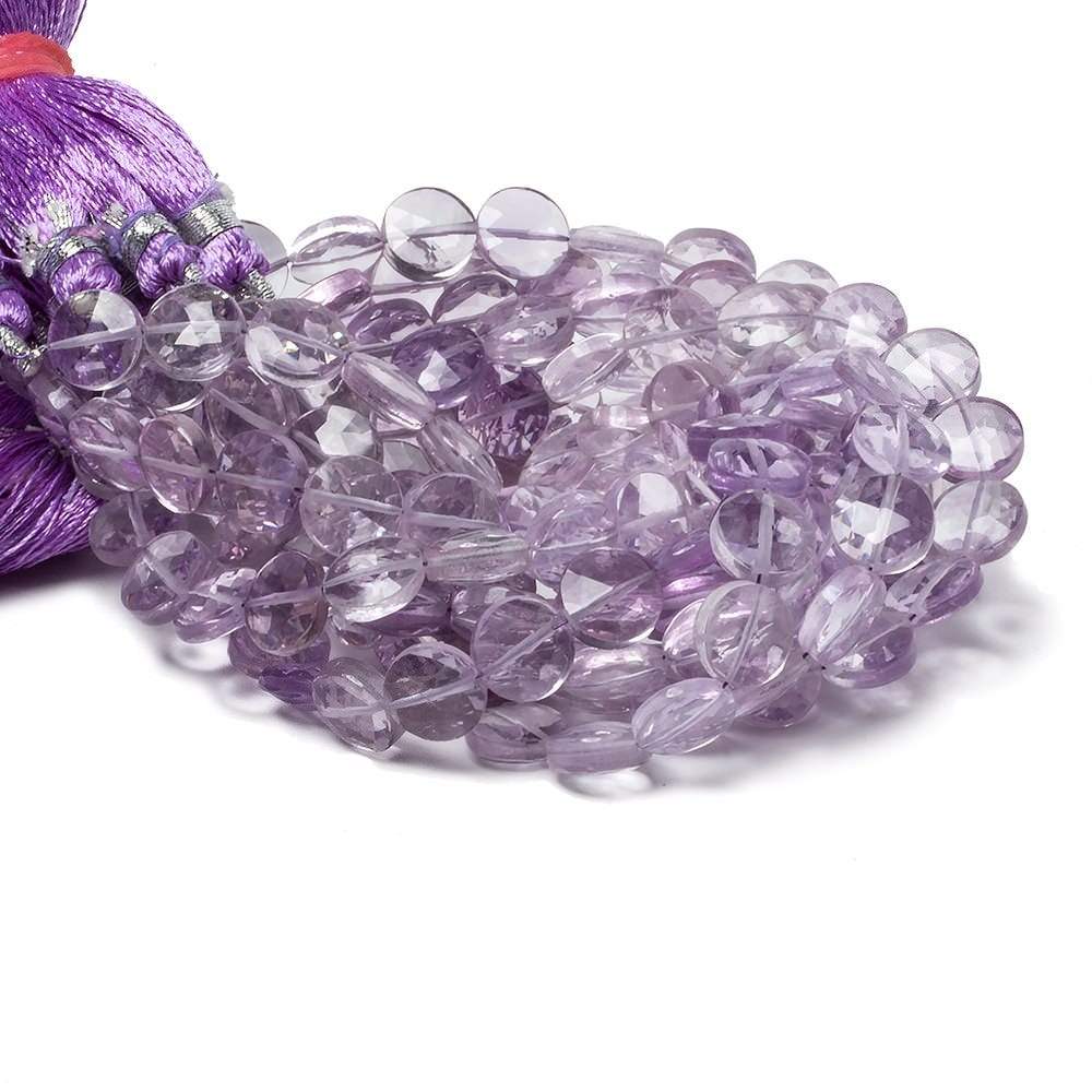 9mm Pink Amethyst faceted coin beads 8 inch 23 pieces - Beadsofcambay.com