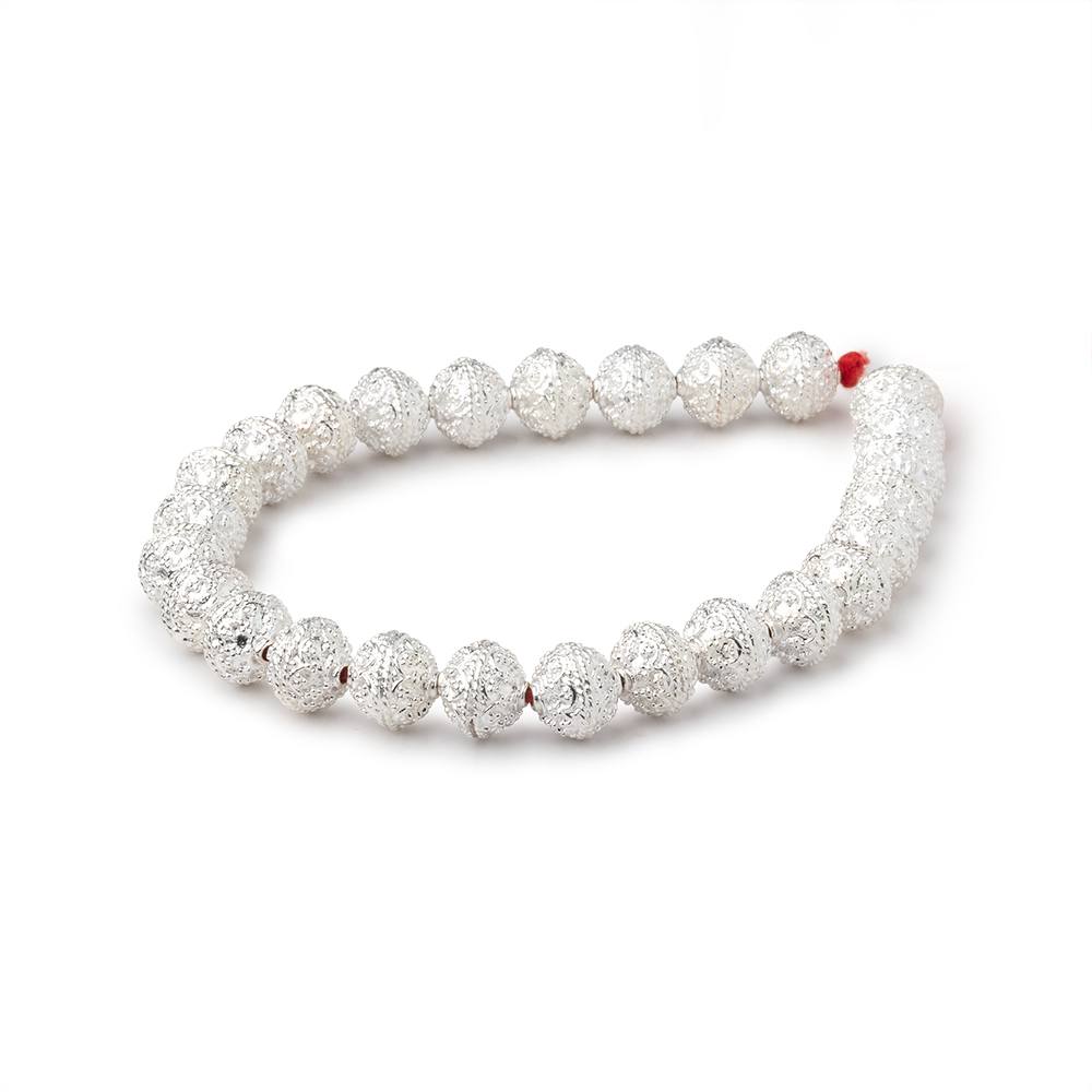 9mm Sterling Silver plated Copper Moroccan Round 8 inch 26 Beads - Beadsofcambay.com