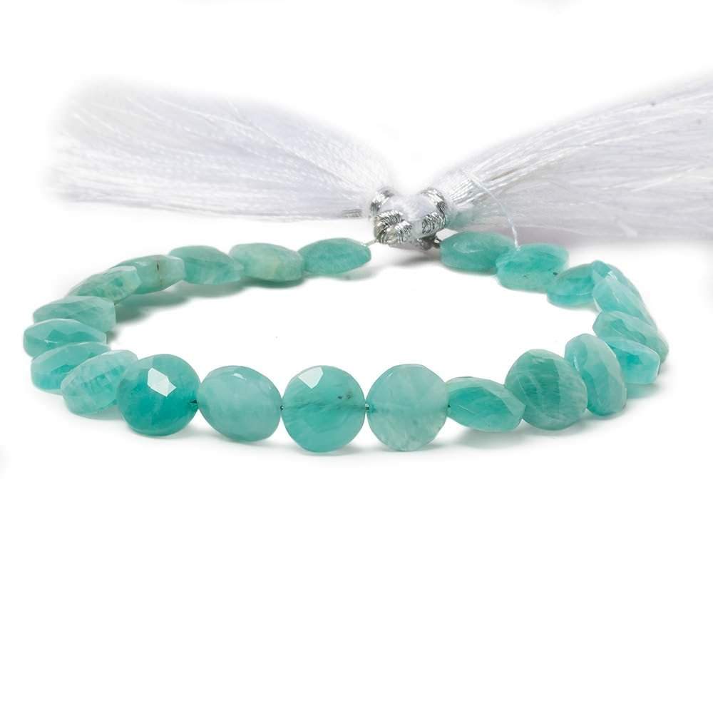 9mm Teal Amazonite faceted coin beads 8 inch 23 pieces - Beadsofcambay.com